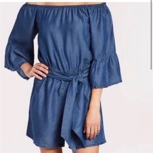 RD Style Chambray Off the shoulder Romper